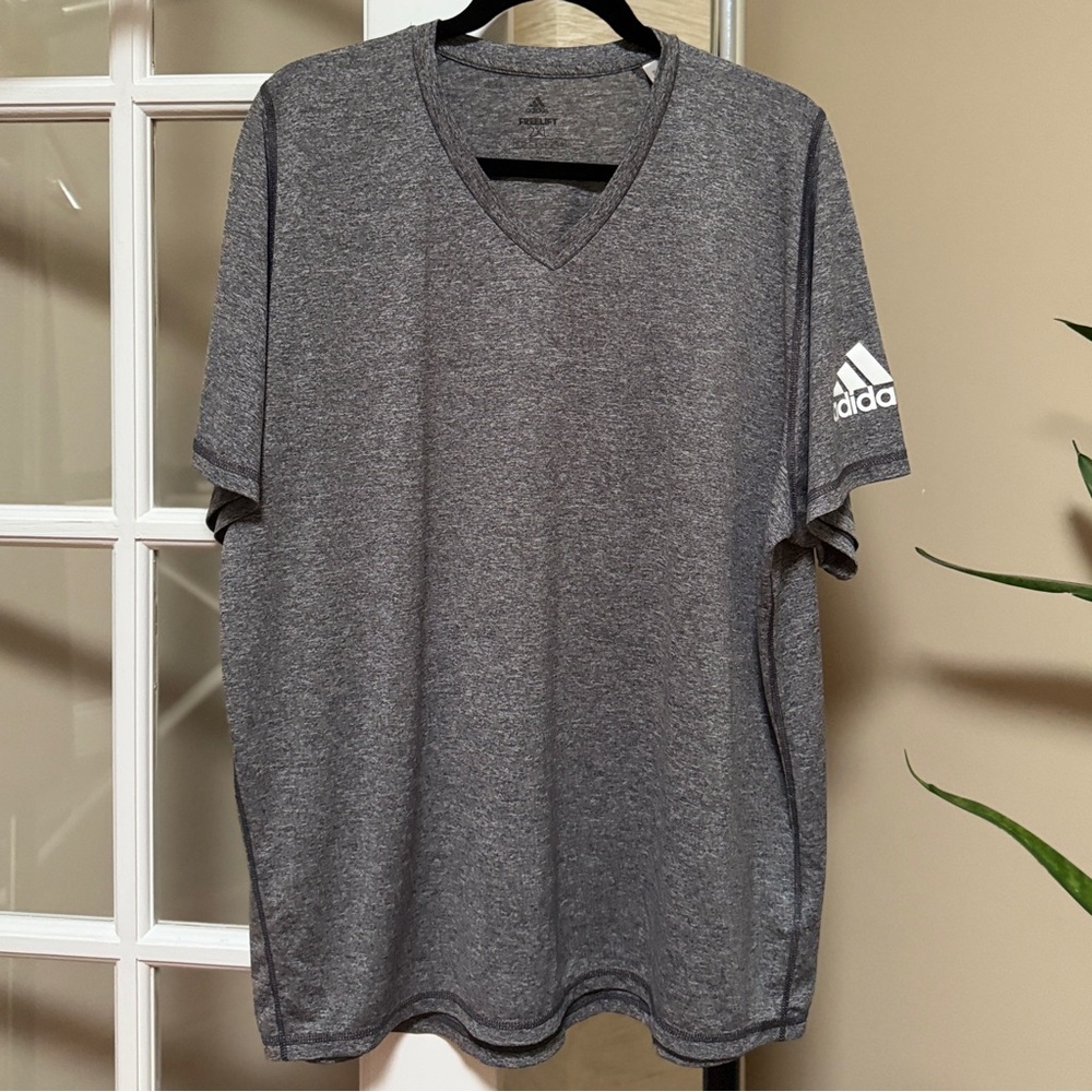 Adidas Men's Charcoal V-Neck Tee